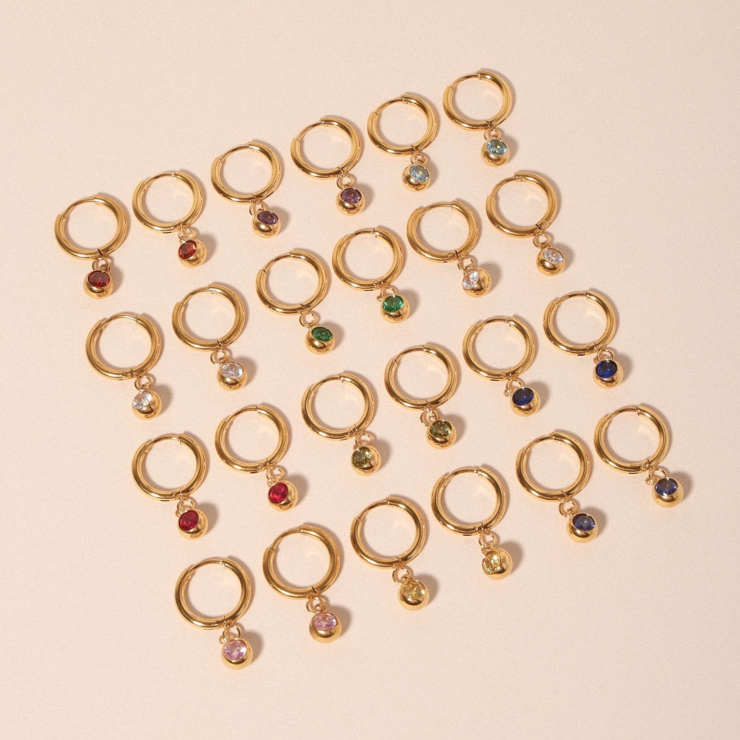 Birthstone Charm Hoops