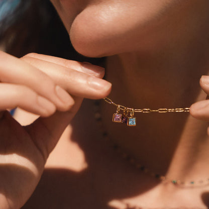 Paperclip Birthstone Necklace