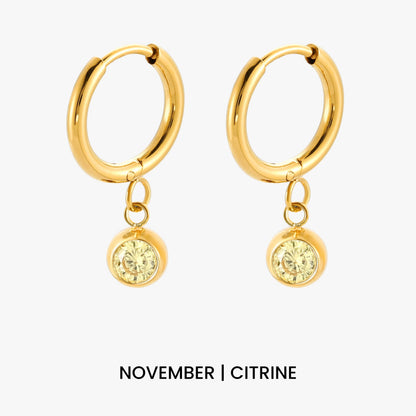 Birthstone Charm Hoops